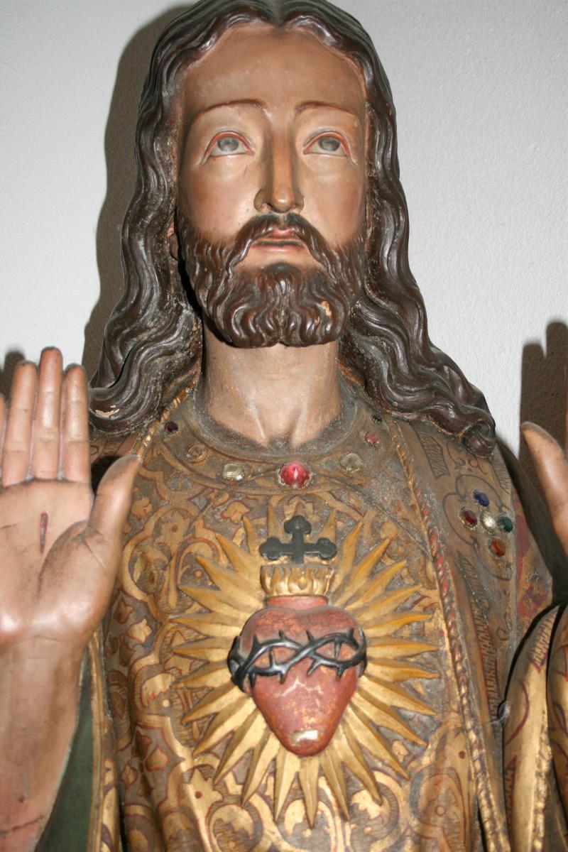 RELIGIOUS STATUE WOOD H.HEART