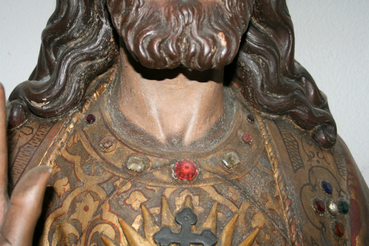 RELIGIOUS STATUE WOOD H.HEART