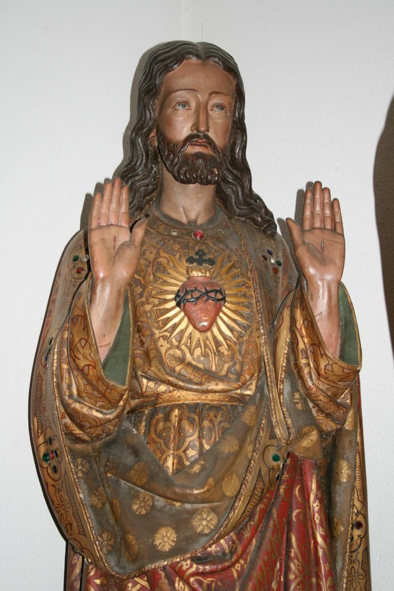 RELIGIOUS STATUE WOOD H.HEART