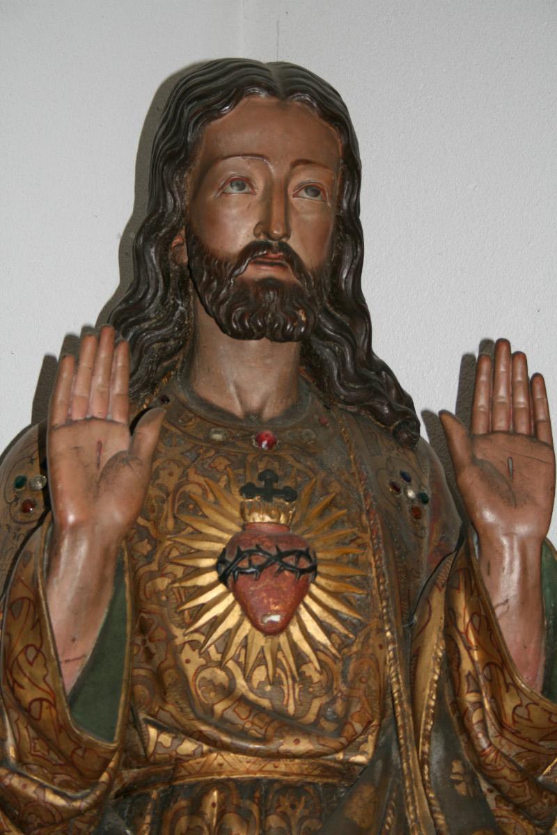 RELIGIOUS STATUE WOOD H.HEART