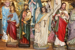 Of Matching Statues Height Approx : 65 Cm / 25.5. Inches en plaster polychrome, Belgium 19th century