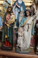 Of Matching Statues Height Approx : 65 Cm / 25.5. Inches en plaster polychrome, Belgium 19th century