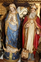 Of Matching Statues Height Approx : 65 Cm / 25.5. Inches en plaster polychrome, Belgium 19th century