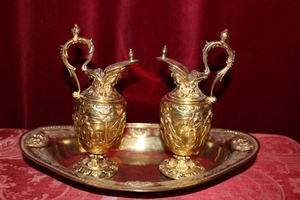 Cruets style Baroque en full silver / Gilt. Weight total 1.15 kgs., France 18 th century