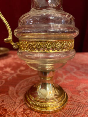 Cruets en Brass / Polished and Varnished / Glass / Stones, Belgium  19 th century ( Anno 1875 )