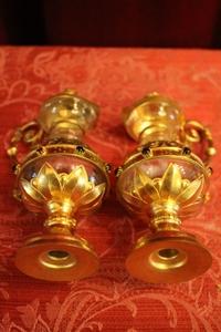 Cruets en Brass / Bronze / Gilt / Glass, France 19th century