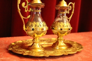 Cruets en Brass / Bronze / Gilt / Glass, France 19th century