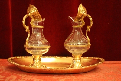 Cruets en Brass / Gilt / Glass, Belgium 19th century