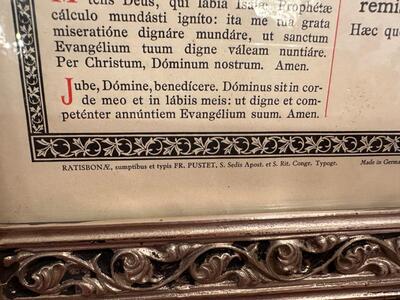 Canon Boards Measurements : 1 X 40 W X 32 H Cm. 2 X 24 W  X 31 H Cm.  style Gothic - Style en Bronze Silver Plated / Glass, 20 th century ( Anno 1930 )