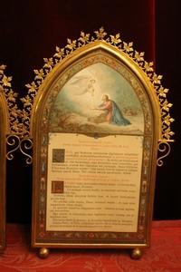 Canon Boards Measurements : 1 X 55 X 44 Cm. 2 X 35 X 24 Cm. style Gothic - style en Brass / Bronze / Glass, France 19th century