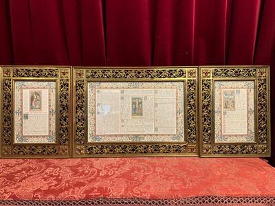 Canon Boards Measurements : 1 X 63 W X 45 H Cm. 2 X 35 W  X 45 H Cm.  style Gothic - Style en Brass / Bronze / Glass / Stones, Belgium  19 th century