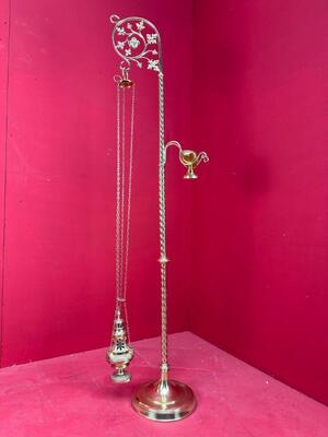 Censer Stand Complete style Gothic - Style en Brass / Bronze / Polished and Varnished, Belgium  19 th century ( Anno 1885 )