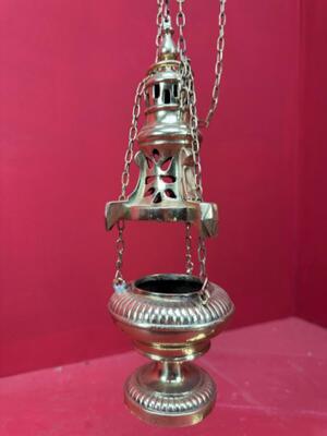 Censer Stand Complete style Gothic - Style en Brass / Bronze / Polished and Varnished, Belgium  19 th century ( Anno 1885 )