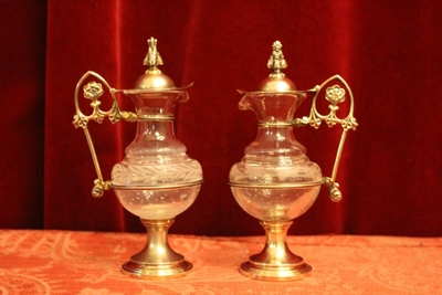 Cruets style Gothic - style en full silver / Glass, Belgium 19th century