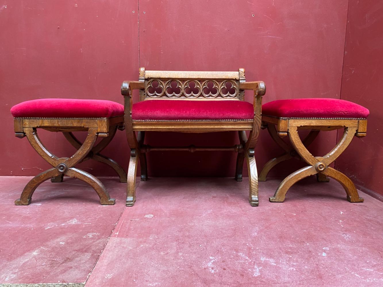 Set  Gothic-Style Solid Oak Sediliae