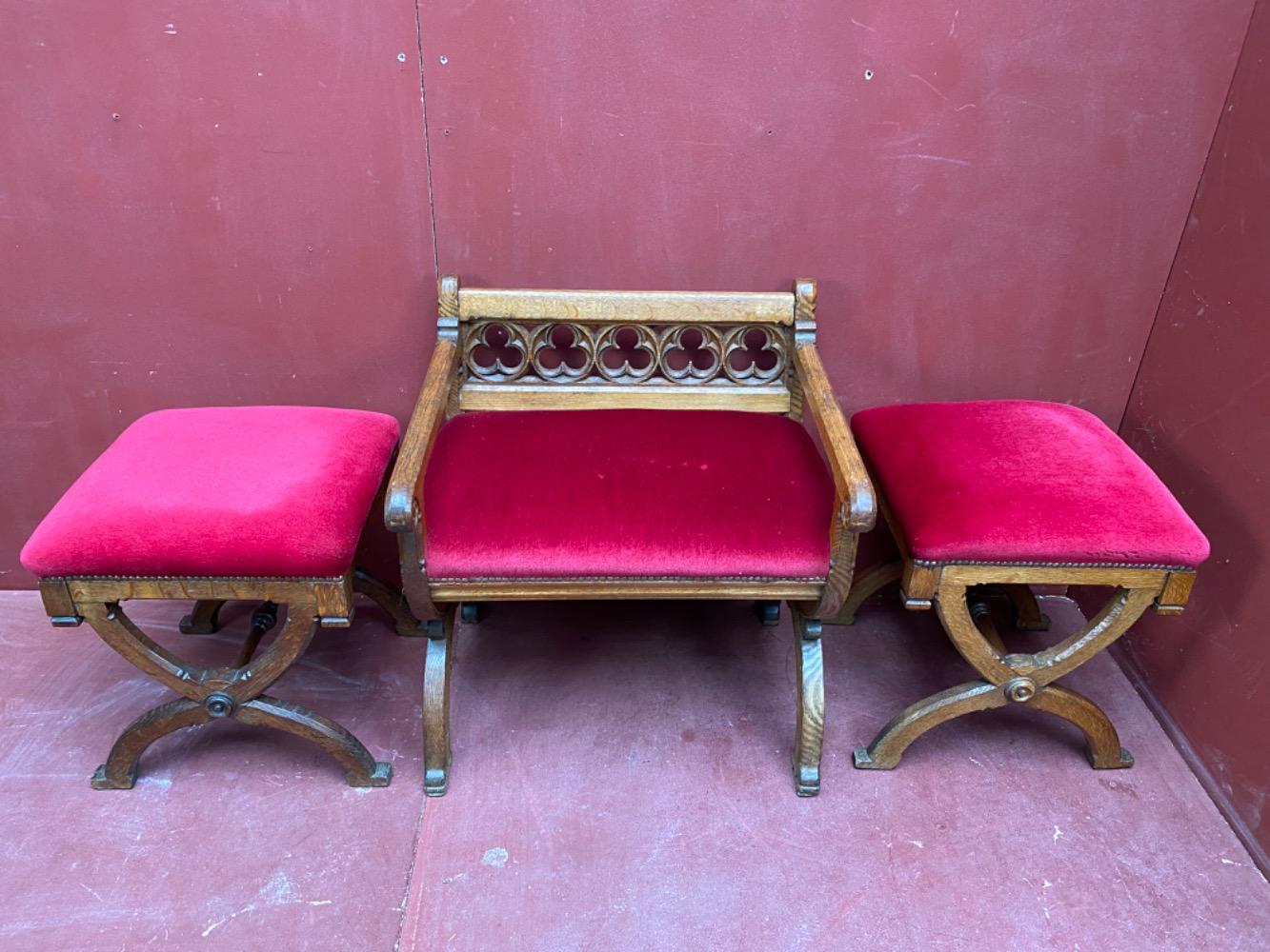 Set  Gothic-Style Solid Oak Sediliae
