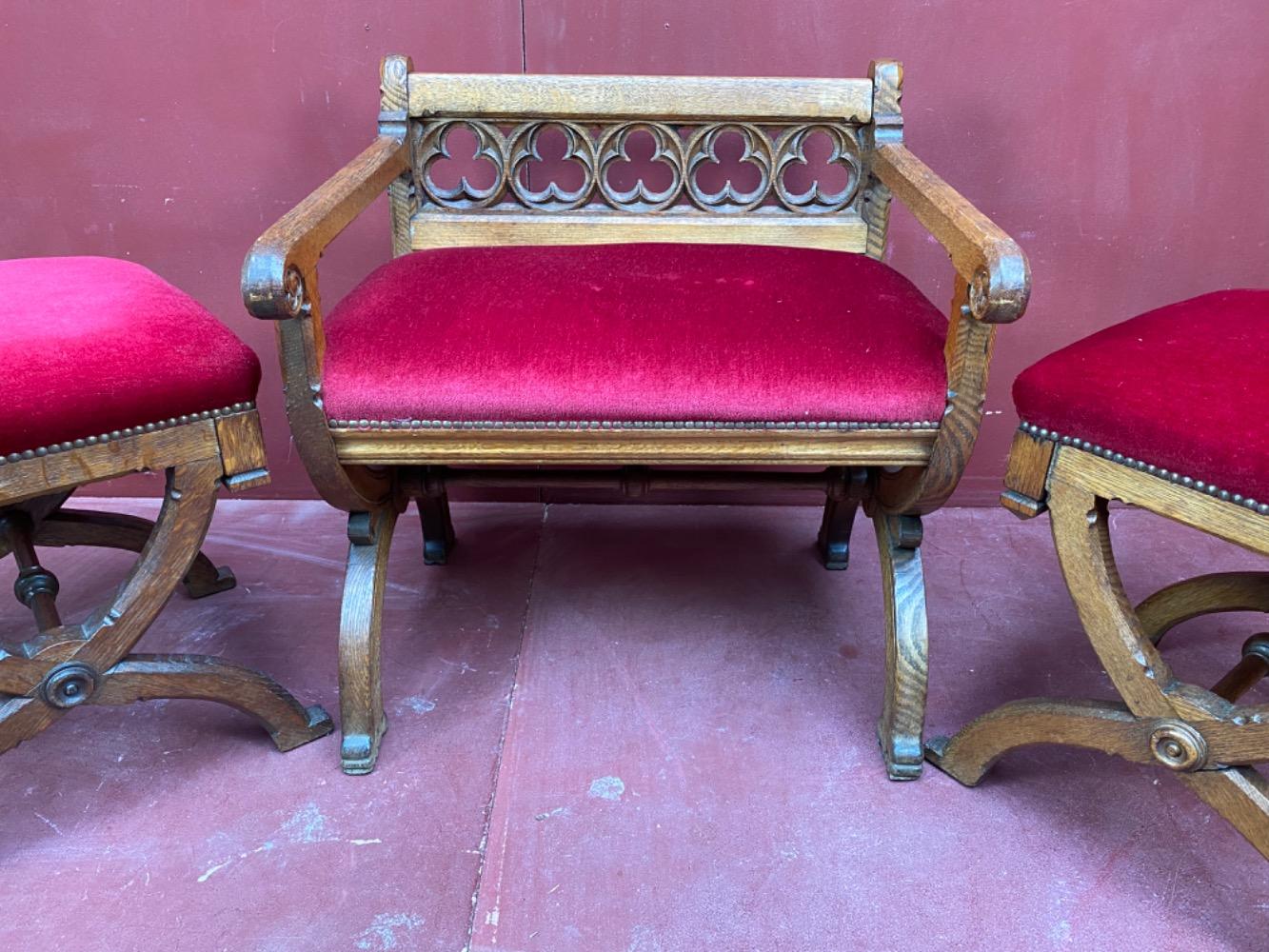 Set  Gothic-Style Solid Oak Sediliae