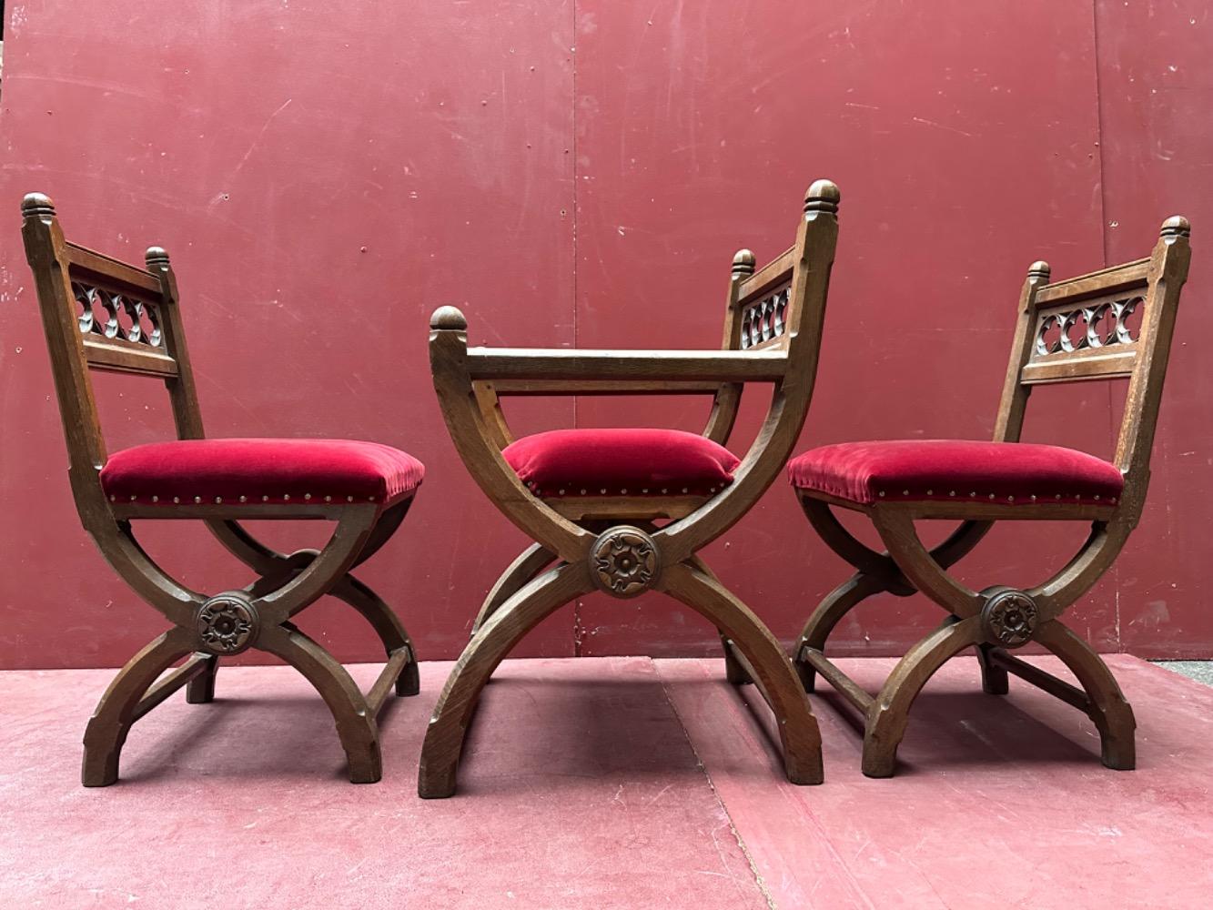 Set Gothic - Style Solid Oak Sediliae Completely & Professionally Refit According To The Traditional Methods And With Original Materials.