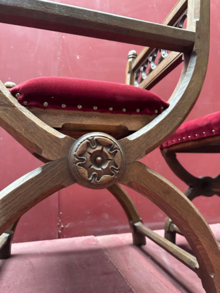 Set Gothic - Style Solid Oak Sediliae Completely & Professionally Refit According To The Traditional Methods And With Original Materials.
