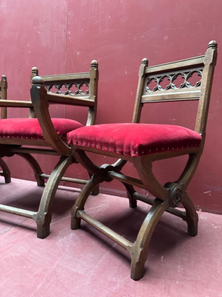 Set Gothic - Style Solid Oak Sediliae Completely & Professionally Refit According To The Traditional Methods And With Original Materials.