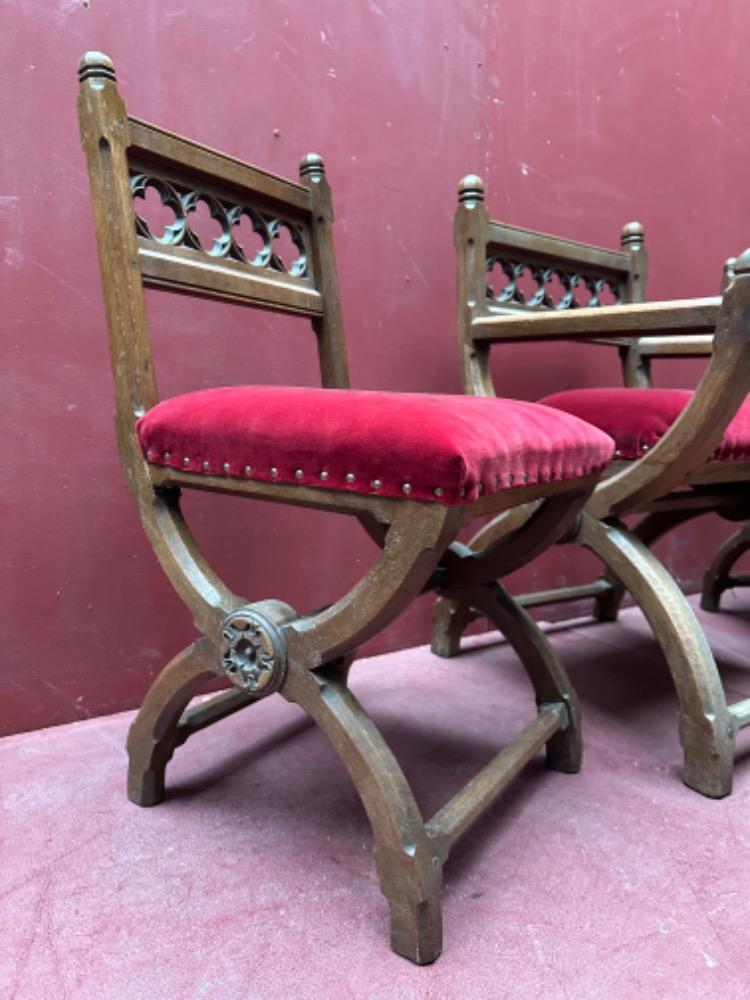 Set Gothic - Style Solid Oak Sediliae Completely & Professionally Refit According To The Traditional Methods And With Original Materials.