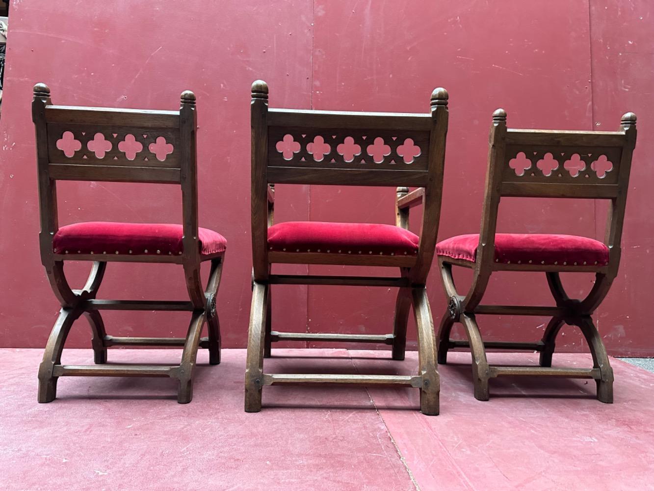 Set Gothic - Style Solid Oak Sediliae Completely & Professionally Refit According To The Traditional Methods And With Original Materials.