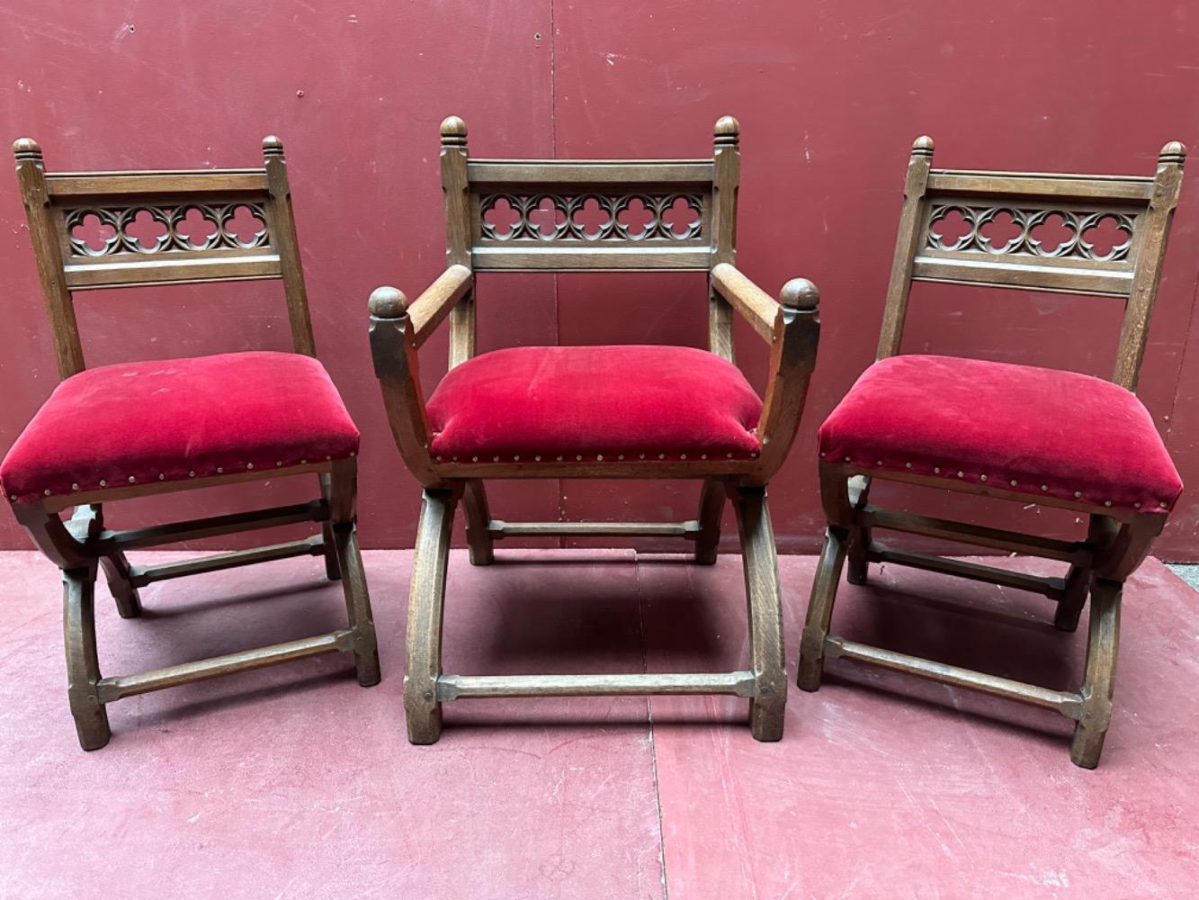 Set Gothic - Style Solid Oak Sediliae Completely & Professionally Refit According To The Traditional Methods And With Original Materials.