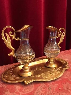 Cruets style Romanesque en Brass / Bronze / Gilt / Glass, France 19th century ( anno 1875 )