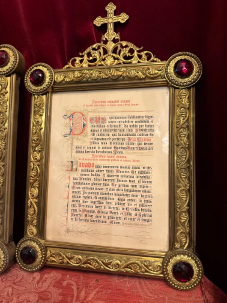 Set Romanesque - Style Canon Boards Measurements : 1 X 43 W X 52 H Cm. 2 X 30 W  X 47 H Cm.