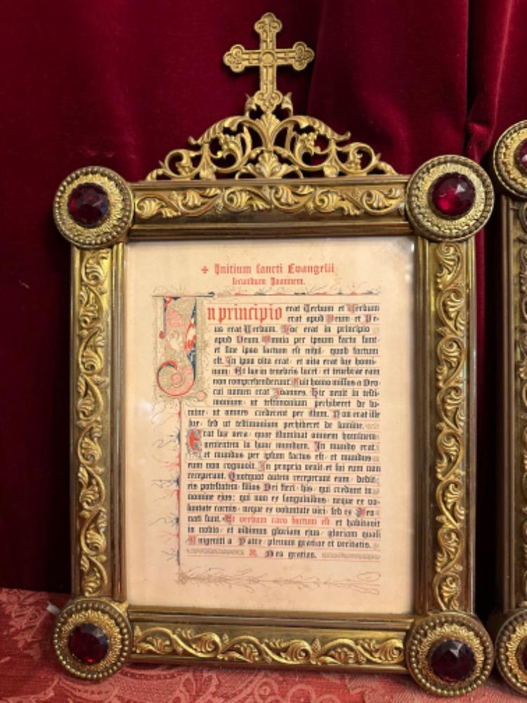 Set Romanesque - Style Canon Boards Measurements : 1 X 43 W X 52 H Cm. 2 X 30 W  X 47 H Cm.