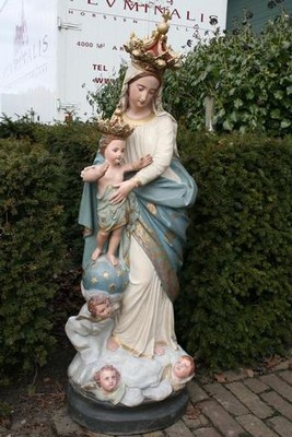 St. Mary With Child  en Plaster polychrome, France 19 th century