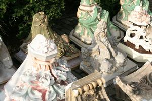 Wall Pedestals en plaster polychrome, Belgium 19th century