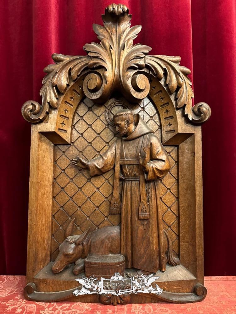 1 Baroque - Style Relief St. Francis, Patron - Saint Of Animals. -  Religious Church Statues II - Fluminalis