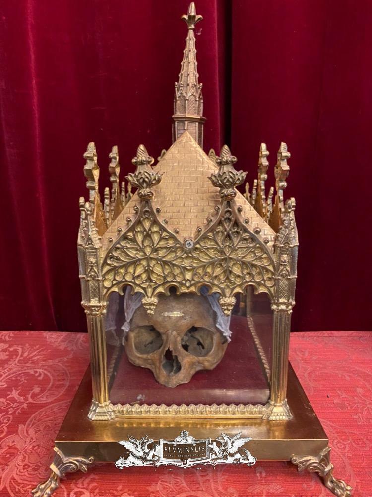 1 Gothic style Reliquary Relic Caput ( Skull ) St. Ar.....Drine V.M