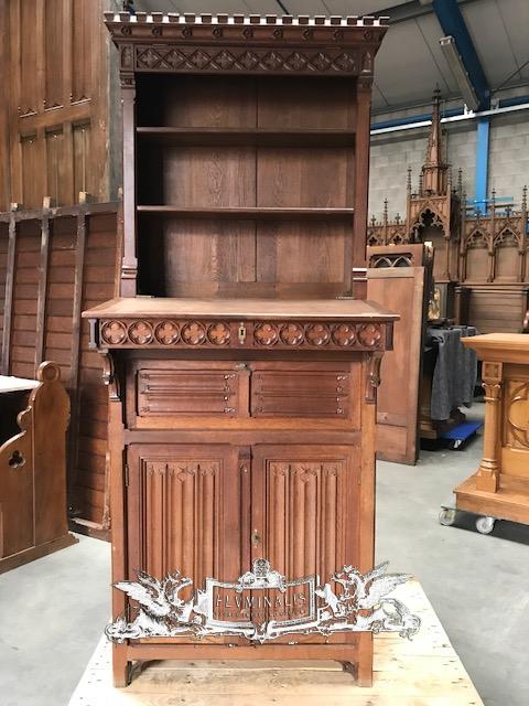 1 Gothic Style Sacristy Secretaire Bookcase Safe Church