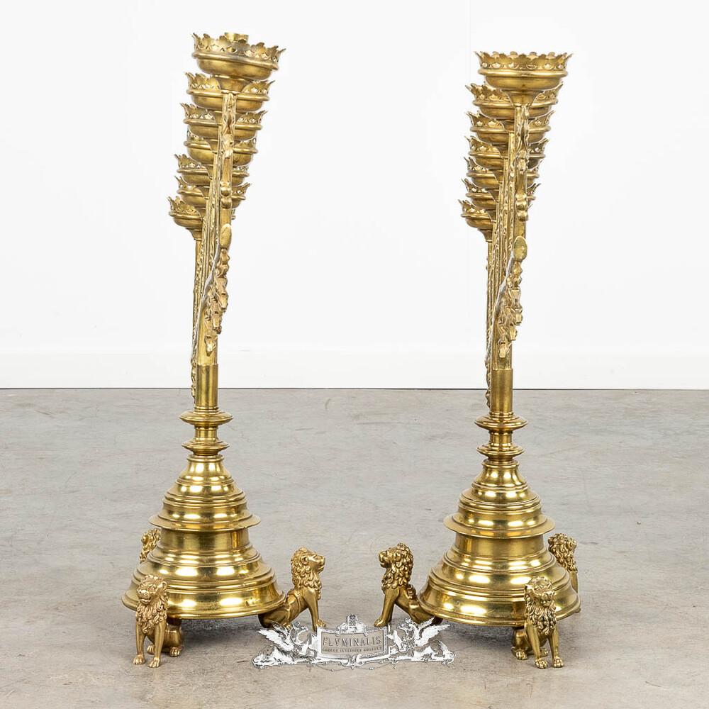 Pair Gothic - style Candle Holders - Antique CandleSticks - Fluminalis