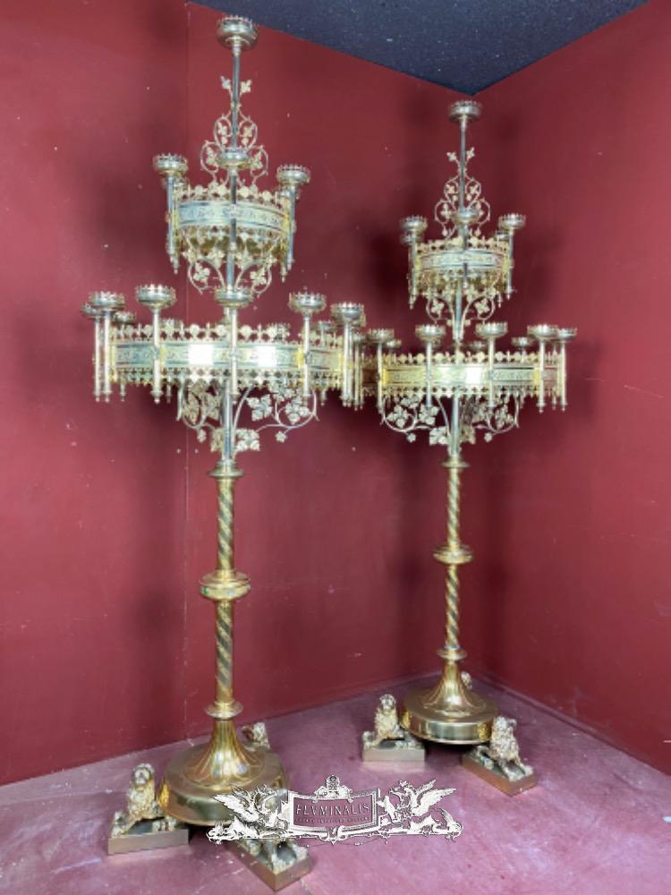 A pair of Floor Standing Church Candle Holders